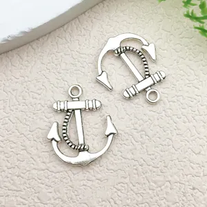 Amuletos de metal de ancla plateada para hacer joyas de bricolaje, collares artesanales lindos.