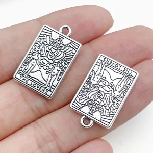 DIY Tarot Card Metal Charms Antique Silver Pendants for Jewelry Making Craft Bracelet