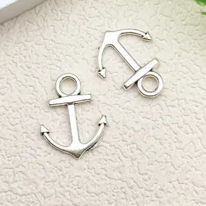 Dijes de metal de ancla plateada, accesorios de joyería hechos a mano para collares.