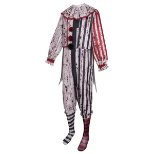 Halloween creepy clown cosplay costume bloody jumpsuit horror carnival party stage performance outfit