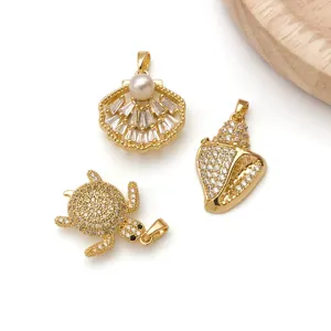 Vergulde zee dier zirkon hangend bedels schelp slak schildpad DIY sieraden maken bevindingen.