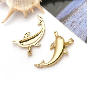Gouden dolfijn zirkoon hanger DIY sieraden bedels bevindingen voor ketting accessoires