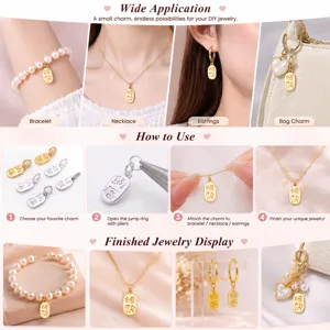 DIY brass plated fortune charm pendant for bracelet necklace earrings jewelry making
