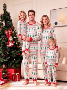 Family matching Christmas pajama sets long sleeve knit loungewear for holiday winter cozy sleepwear