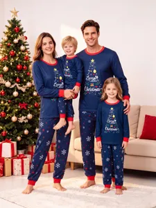 Family matching Christmas pajamas set long sleeve sleepwear winter holiday festive loungewear