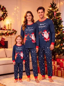 Ensemble de pyjamas assortis de famille de Noël avec haut à manches longues et pantalon