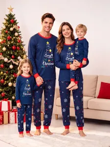 Family matching Christmas pajamas set long sleeve sleepwear winter holiday loungewear