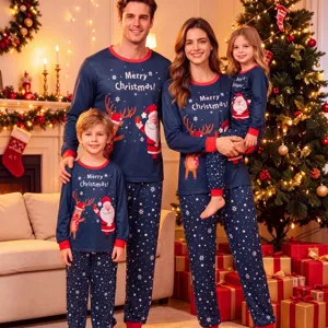 Ensemble de pyjama de Noël assorti famille manches longues vêtements de nuit d'hiver maison