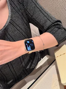 Bracelet de montre en métal strass cristal compatible avec Apple Watch, bracelet brillant.