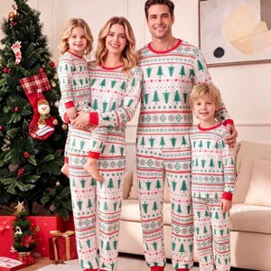 Christmas family matching pajamas set, long sleeve sleepwear loungewear for parents and kids.