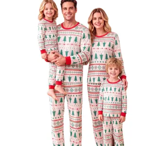 Christmas family matching pajama sets, long sleeve knit sleepwear for holiday season.