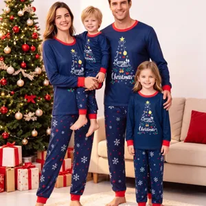 Christmas family matching pajamas set for adults and kids long sleeve sleepwear winter.