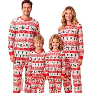Christmas family matching pajamas set long sleeve sleepwear holiday loungewear