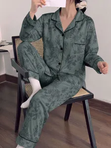Ensemble pyjama femme manches longues imprimé floral vintage vêtements de maison