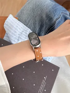 Bracelet de montre en cuir fin avec boucle étoile compatible pour série Apple Watch élégant