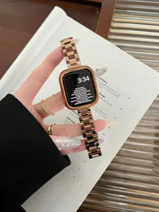 Cinturino per orologio in metallo acciaio inossidabile lucido e custodia compatibili Apple Watch