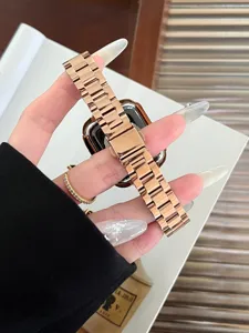 Cinturino per orologio in metallo acciaio inossidabile lucido compatibile Apple Watch oro rosa