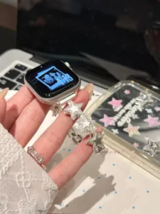 Bracelet montre étoile en métal zircon pour Apple Watch, lanière scintillante en cristal.