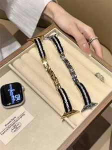 Cinturino per orologio in metallo e zirconi elegante compatibile con Apple Watch