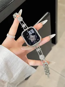 Glitzerndes Metall Armband kompatibel mit Apple Watch Stern Kette Ersatzarmband Schmuck
