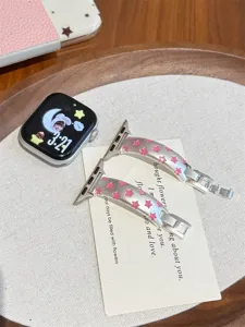 Bracelet de montre en métal avec étoiles, compatible Apple Watch série 10 9 8 7 SE, élégant.