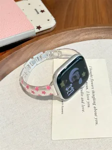 Bracelet en metal etoile compatible avec Apple Watch design argente et rose elegant