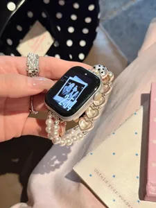 Perlen Herz Perlen Uhrenarmband fur Smartwatch, elegantes Einzelband Ersatz Accessoire.