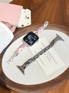 Bracelet de montre en métal étoilé élégant compatible avec Apple Watch, design chic.