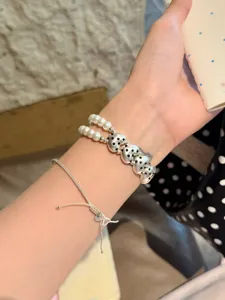 Perlen und silberne Herz Uhrenarmband Ersatz kompatibel mit Apple Watch Armband Zubehör