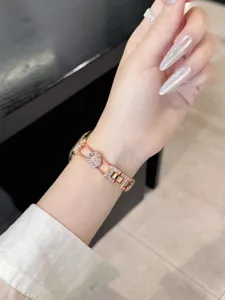 Roségold Strass Metall Uhrenarmband kompatibel mit Smartwatch Luxus Armband Design