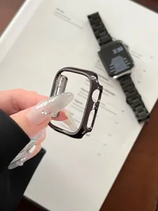 Custodia per orologio in acciaio inossidabile lucido e cinturino compatibile Apple Watch.