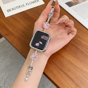 Bracelet De Montre En Métal Diamant De Luxe Pour Apple Watch Élégant Bracelet En Cristal