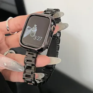 Cinturino e custodia per orologio in acciaio inossidabile lucido, compatibile Apple Watch, stile.
