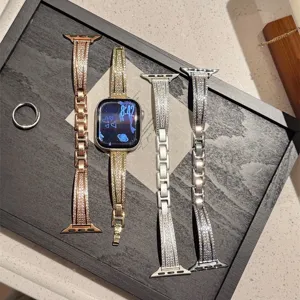 Bracelet de Montre en Cuivre Strass Scintillant Bracelet de Remplacement Pour Montre Connectée Femme Mode Luxe