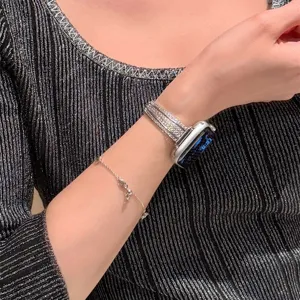 Bracelet de Montre Pavé de Zircon Scintillant Compatible avec Apple Watch Élégant