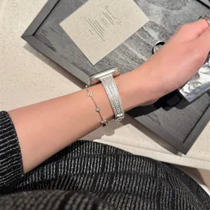 Bracelet de montre en strass zircon compatible avec Apple Watch, bracelet scintillant.