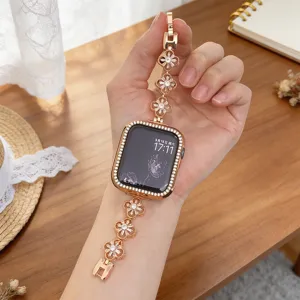 Cinturino per Orologio in Metallo Quadrifoglio Oro Rosa Elegante per Smartwatch Lusso