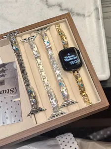 Glitzerndes Kristall Metall Uhrenarmband kompatibel mit Apple Watch, elegantes Sterndesign