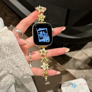 Bracelet en Métal pour Montre Intelligente Avec Strass Étoile Tournante Bracelet de Remplacement de Mode Bijou de Luxe pour Montre