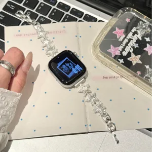 Bracelet de montre en métal zircon rotatif étoile compatible Apple Watch SE 10 9 8 7