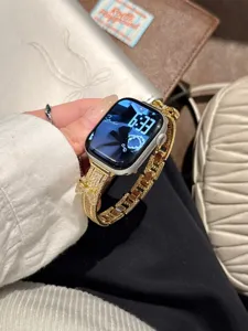 3D Bow Diamond Watch Strap Compatible with Apple Watch Gold Metal Chain Replacement Band