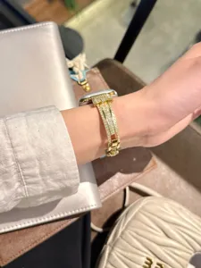 Diamond Bow Metal Watch Strap For Apple Watch Series Gold Rhinestone Luxury Accessory