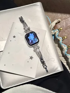 Silver rhinestone apple watch band with 3d bow metal sparkly replacement strap for women