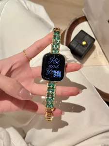 Luxus Smaragd Diamant Metall Uhrenarmband kompatibel mit Apple Watch glamouröses Schmuckband