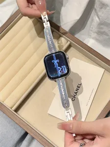 Cinturino per orologio in metallo scamosciato zircone stile coreano, dettaglio.