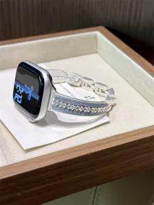 Cinturino per orologio in metallo scamosciato con strass in stile coreano smartwatch