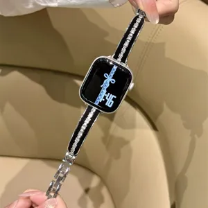Cinturino per orologio in metallo scamosciato e zirconi stile coreano Apple Watch