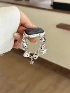 Koreaanse stijl kralen horlogeband met sterrenhangers compatibel met de Apple Watch.