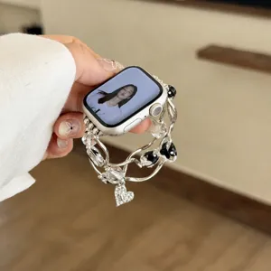 Koreaanse Stijl Stippen Kraal Hanger Horlogeband Geschikt Voor Smartwatch Band Legering Strass Horloge Accessoires