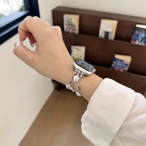 Koreaanse stijl kralen horlogeband hanger metalen vervangende band compatibel met Apple Watch